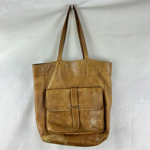 Roots Handbags - ROOTS Tribe Leather Large Shoulder Bag Brown 16" x‎ 16x